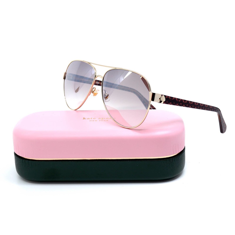 NEW KATE SPADE GENEVA/S EYR GOLD PINK AVIATOR WOMEN'S SUNGLASSES - Picture 9 of 13